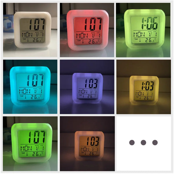 LED Night Light 7 Color Changing Digital Alarm Clock