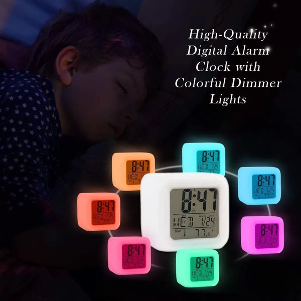LED Night Light 7 Color Changing Digital Alarm Clock
